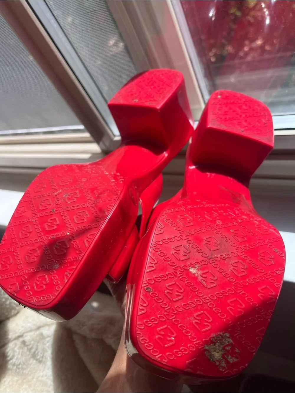 Red Jelly Platform Jeffrey Campbell Sandals